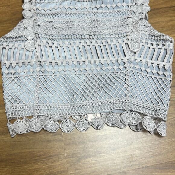 Design Lab Lord & Taylor Lace Crop Top Mauve Tan Women’s Sz L - Picture 5 of 12